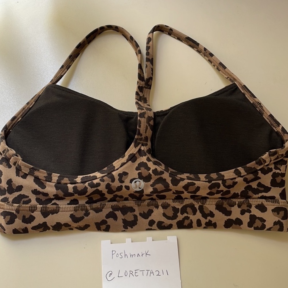 lululemon athletica Leopard Print Sports Bra - Tan and Black - Picture 4 of 6